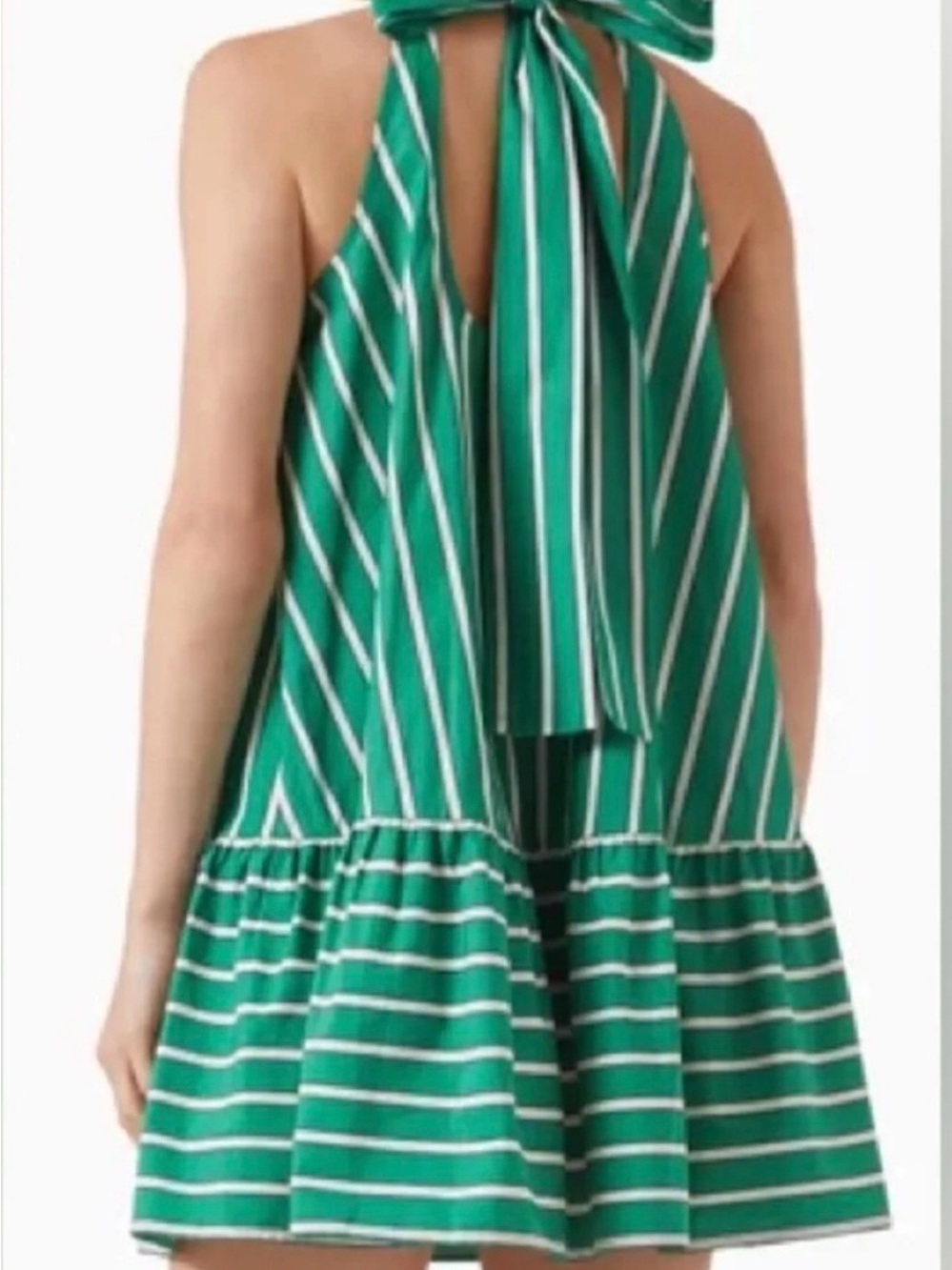 STAUD Green and White Striped Halter Mini Dress - Picture 2 of 5